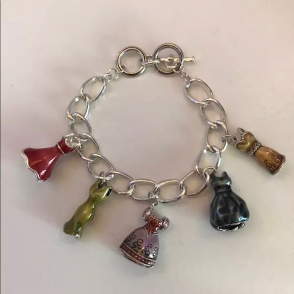 Vintage 1990's Fashion colorful dresses charm‎ bracelet NEW - Picture 2 of 4
